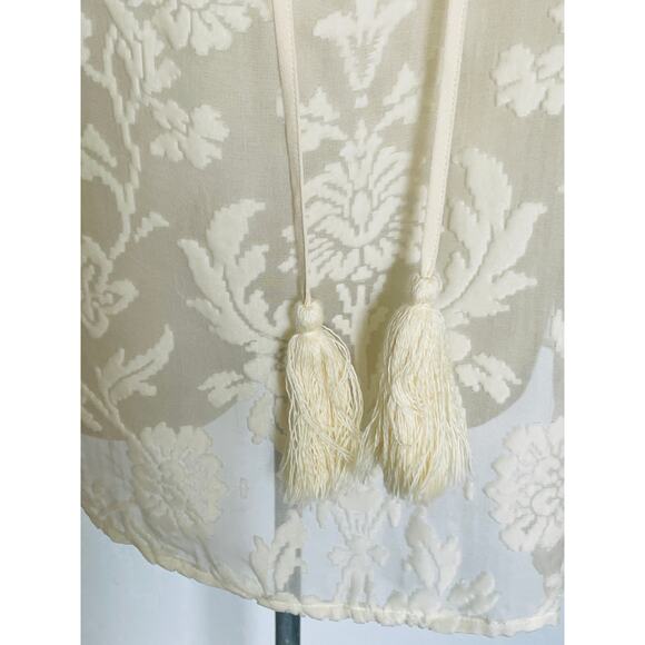 Sundance Ivory Velvet Burnout Sheer Blouse - Picture 2 of 6